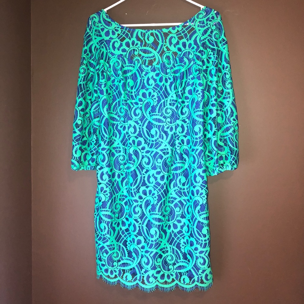 Lilly Pulitzer Green and Blue Lace Dress